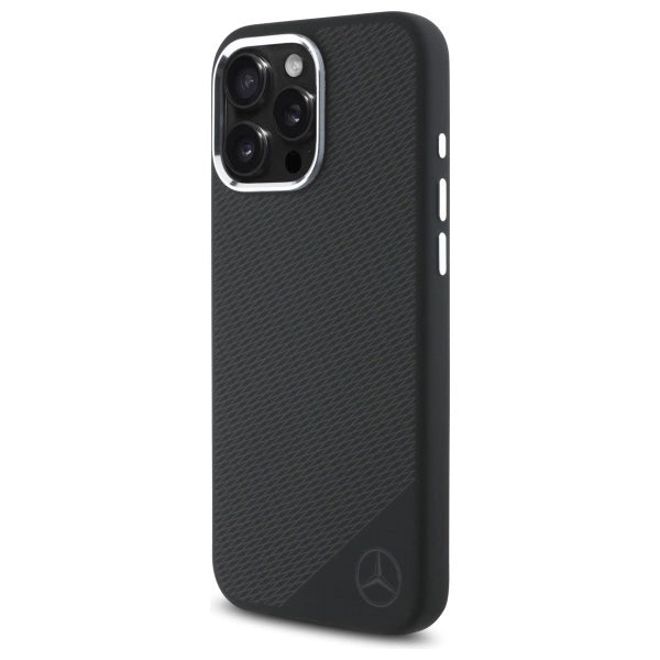 Mercedes MEHMP16L23SUGDK iPhone 16 Pro 6.3" sort/sort hardcase Silicone Tonal Logo Wood Pattern MagSafe