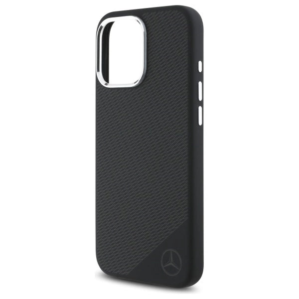 Mercedes MEHMP16L23SUGDK iPhone 16 Pro 6.3" sort/sort hardcase Silicone Tonal Logo Wood Pattern MagSafe