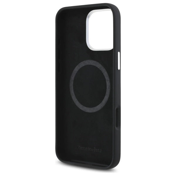 Mercedes MEHMP16L23SUGDK iPhone 16 Pro 6.3" sort/sort hardcase Silicone Tonal Logo Wood Pattern MagSafe