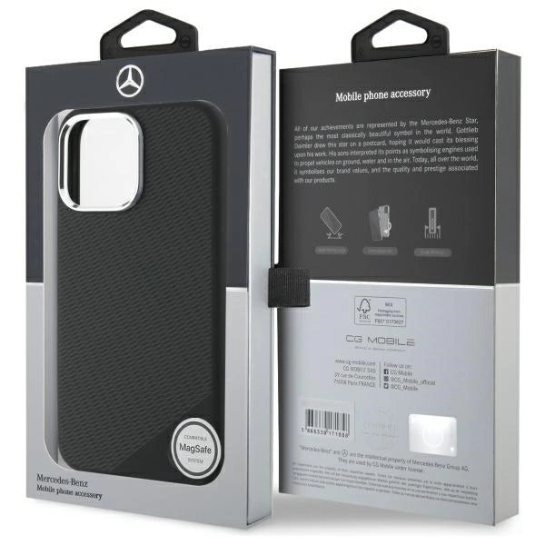 Mercedes MEHMP16L23SUGDK iPhone 16 Pro 6.3" sort/sort hardcase Silicone Tonal Logo Wood Pattern MagSafe