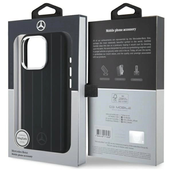 Mercedes MEHMP16L23SUVSK iPhone 16 Pro 6.3" sort/sort hardcase Silikon Vertikal Tonal Stripes MagSafe