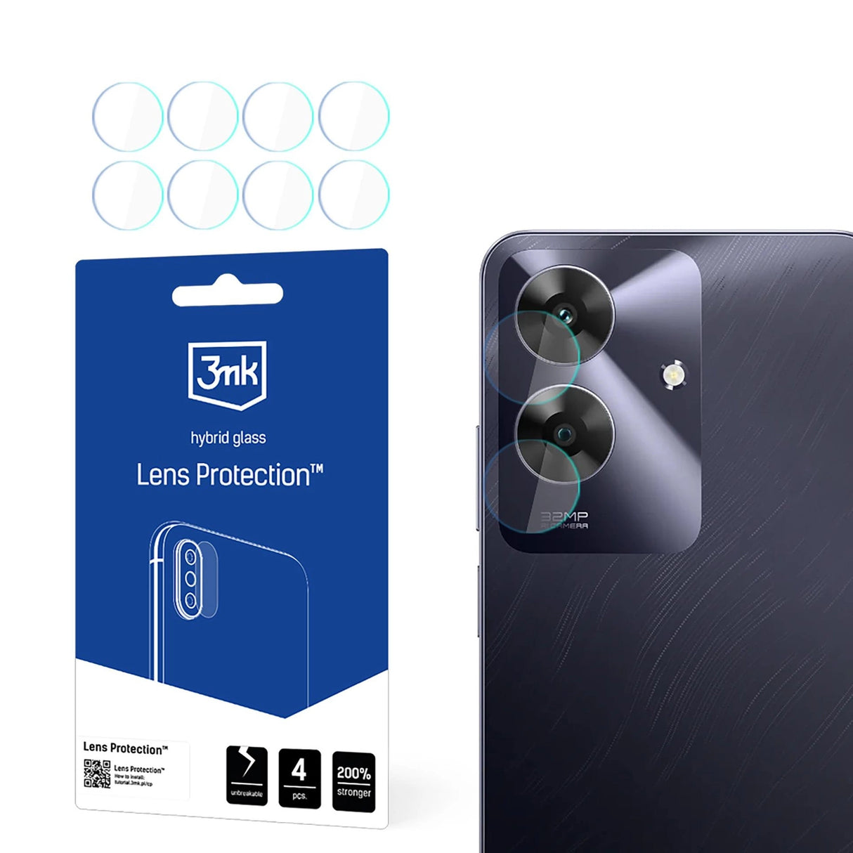 Hybridglas til kameraobjektiv 3mk Linsbeskyttelse til Realme Note 60