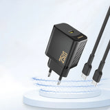 Dudao A27 25W GaN USB-C Wall Charger - sort