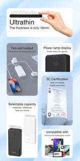 Powerbank Dudao K10 10000mAh 2.4A 2 x USB-A - sort