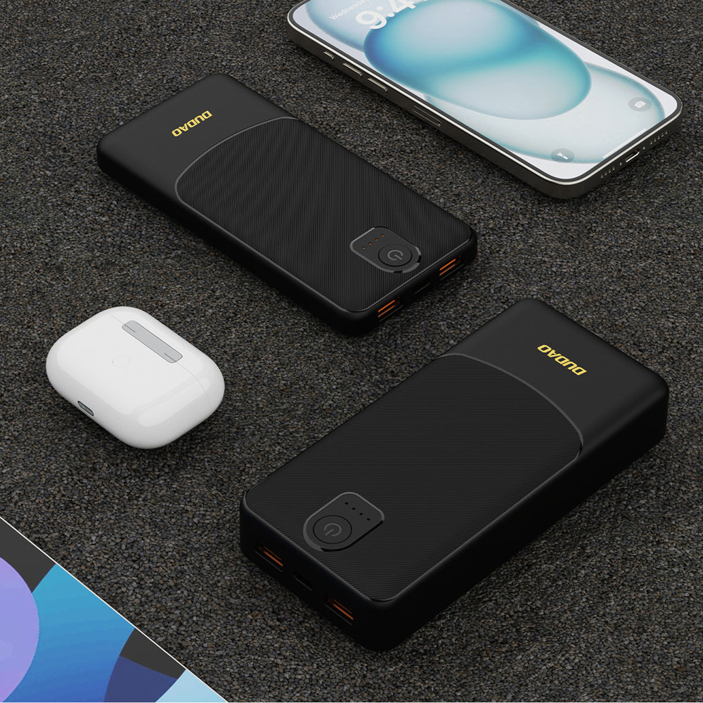 Powerbank Dudao K10 10000mAh 2.4A 2 x USB-A - sort