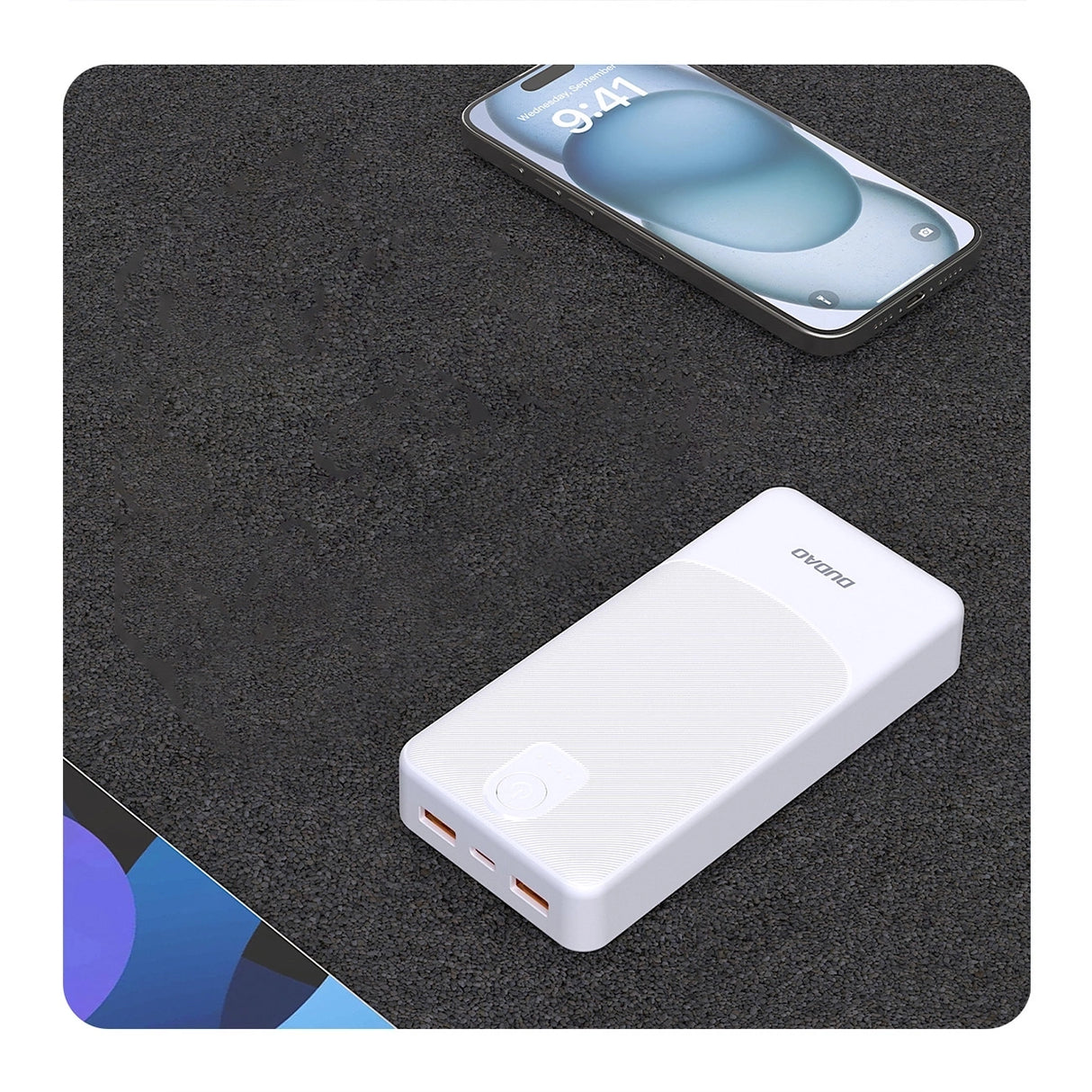 Powerbank Dudao K10Pro 2.4A 20000mAh 2 x USB-A - hvid