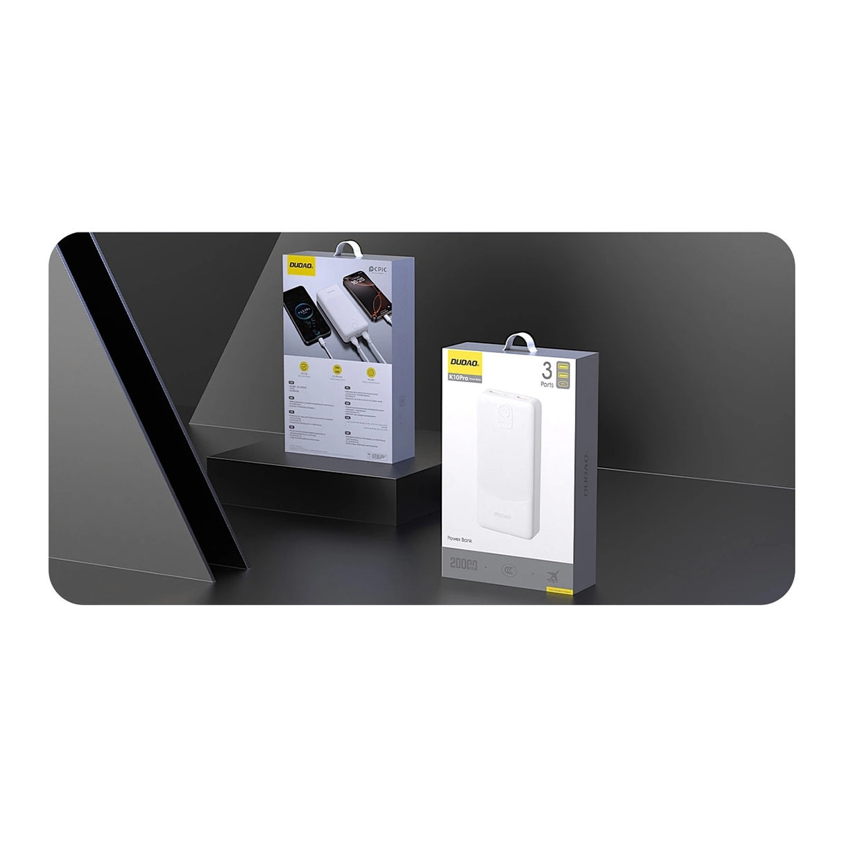 Powerbank Dudao K10Pro 2.4A 20000mAh 2 x USB-A - hvid