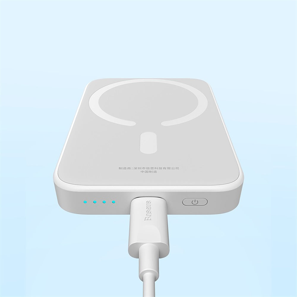 Baseus Magnetic Mini Air PPCXM06A 6000mAh 20W Power Bank med Simple Series USB-C-kabel - hvid
