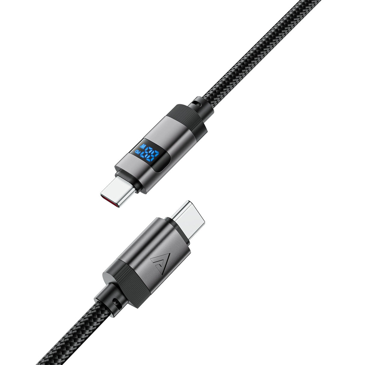 Acefast C15-03 USB-C - USB-C-kabel med display 480Mb/s 60W 1,2m - sort
