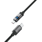 Acefast C15-03 USB-C - USB-C-kabel med display 480Mb/s 60W 1,2m - sort