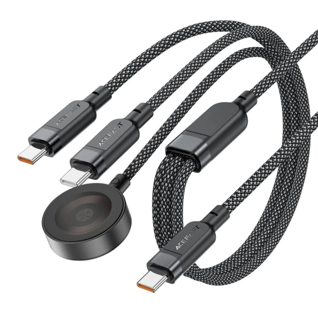 Acefast C6-11 USB-C 3in1 Kabel - 2x USB-C / Qi 480Mb/s 100W 1,2m - sort