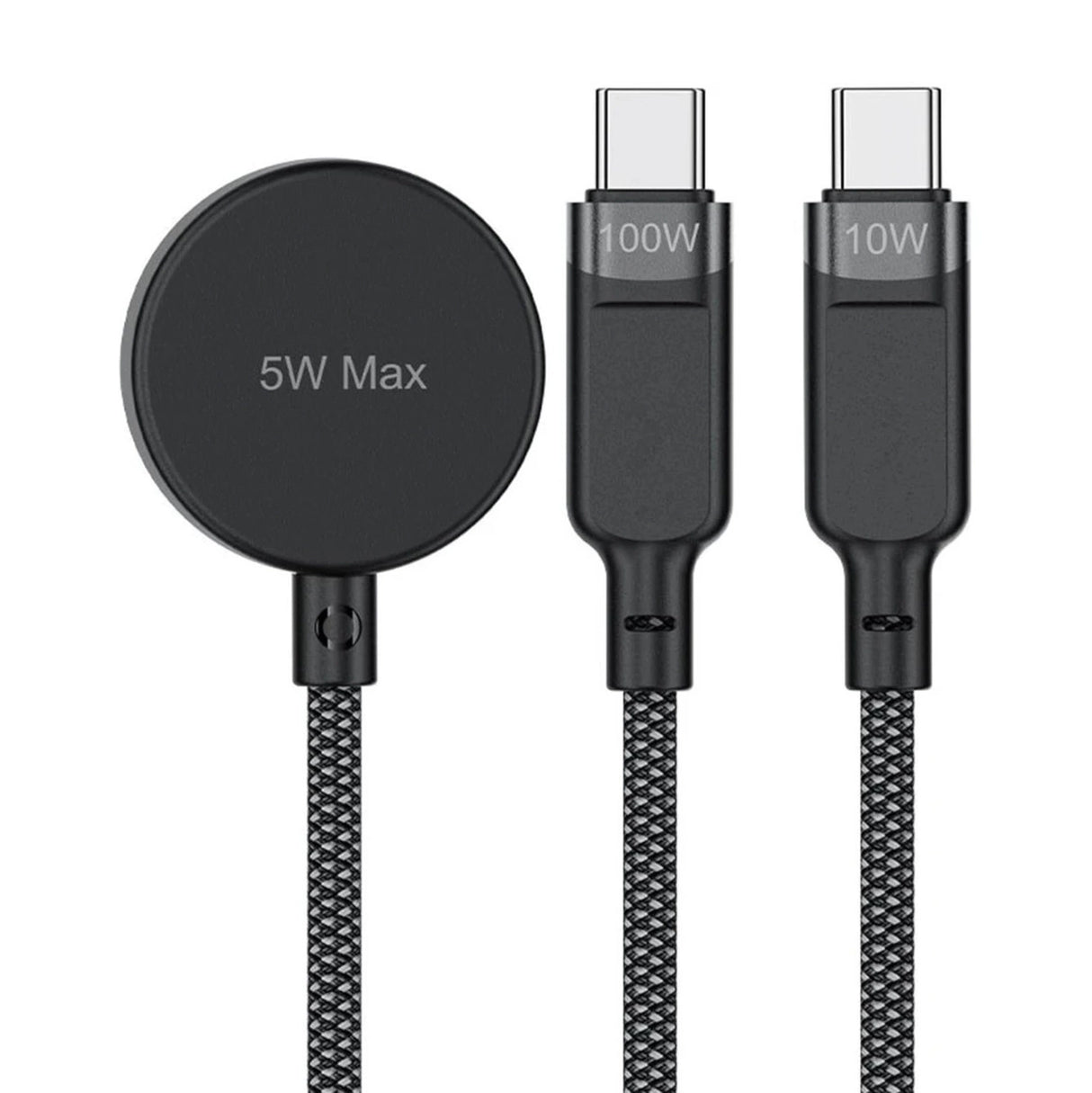 Acefast C6-11 USB-C 3in1 Kabel - 2x USB-C / Qi 480Mb/s 100W 1,2m - sort