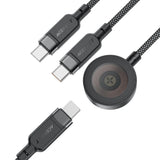 Acefast C6-11 USB-C 3in1 Kabel - 2x USB-C / Qi 480Mb/s 100W 1,2m - sort