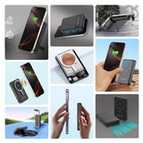 Powerbank Wozinsky WLWP-10KA0Y3S 22.5W PD Qi2 10000 mAh, med stativ, 1x USB-A, 1x USB-C - sort