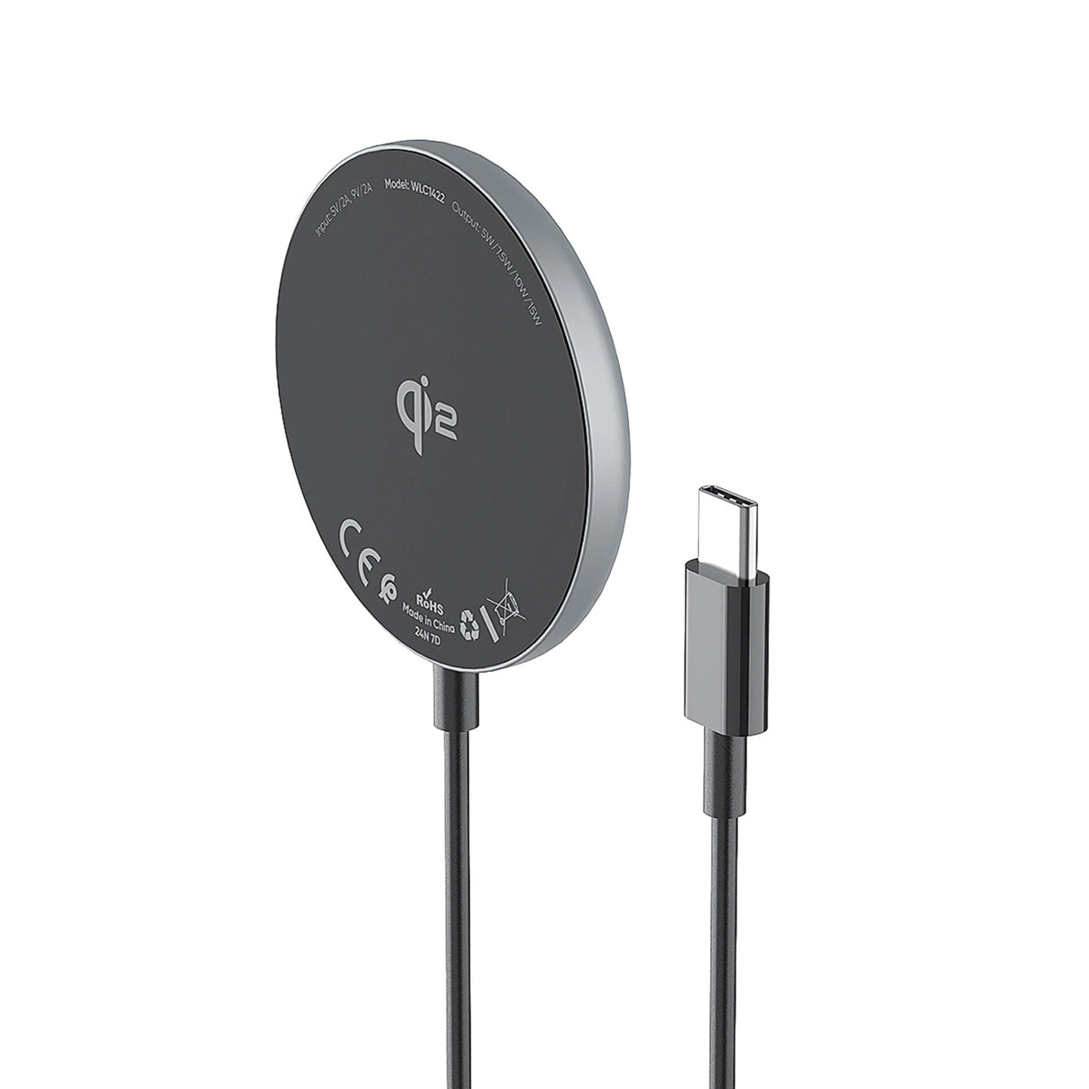 Wozinsky 15W trådløs Qi2 induktiv oplader - sort