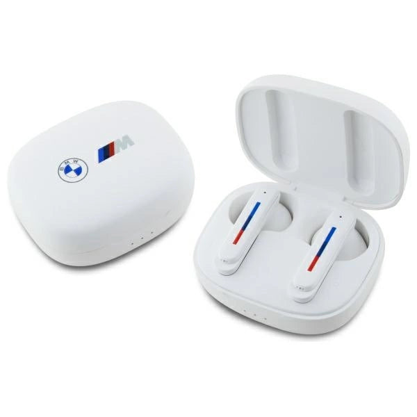 BMW Bluetooth-hovedtelefoner BMBEMIATP20LOH TWS + docking station hvid/hvid trykte logoer