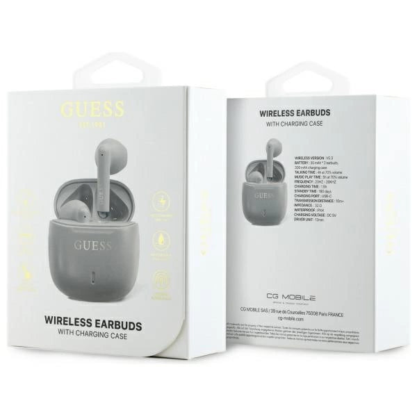Guess Bluetooth-hovedtelefoner GUTWSJ14ESGE TWS + docking station taupe Printed Classic Logo