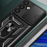 Hybrid Armor Camshield med Camera Cover og Metal Ring til Samsung Galaxy S25 - sort