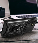 Hybrid Armor Camshield med Camera Cover og Metal Ring til Samsung Galaxy S25 - sort