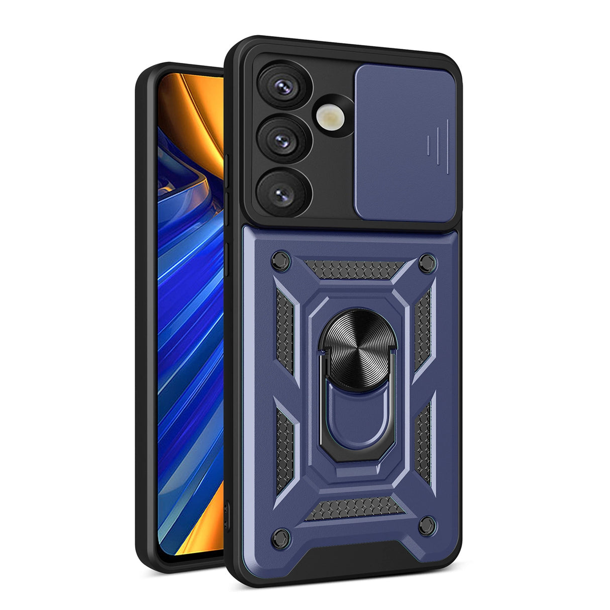 Hybrid Armor Camshield med Camera Cover og Metal Ring til Samsung Galaxy S25 - Blå