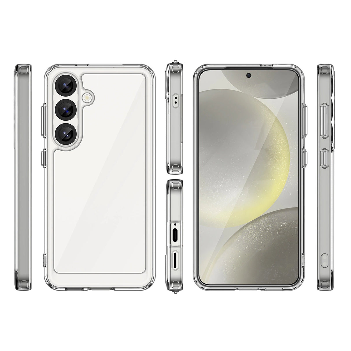 Udendørs rumkasse med gelramme til Samsung Galaxy S25 - Clear Black