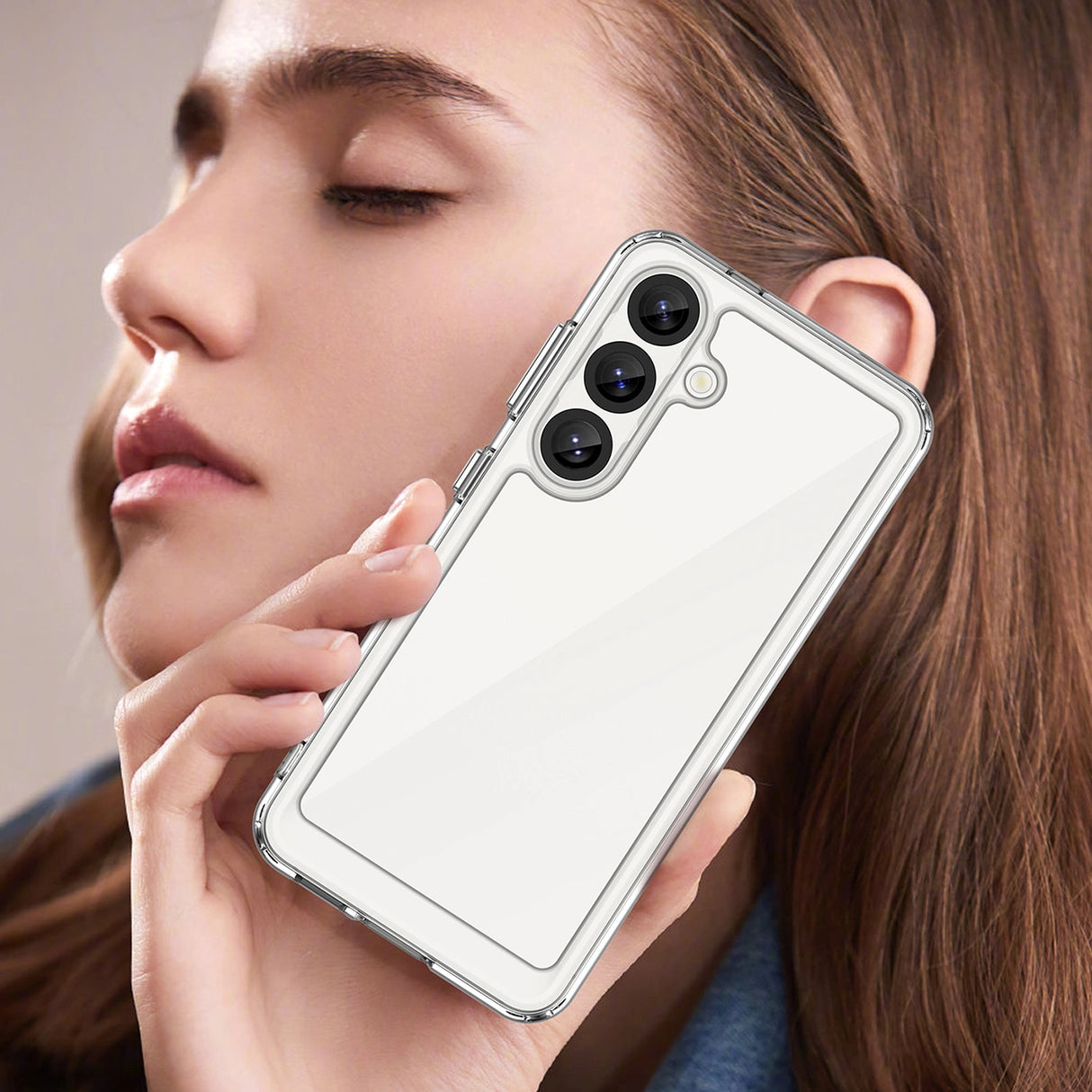 Udendørs rumkasse med gelramme til Samsung Galaxy S25 - Clear Black