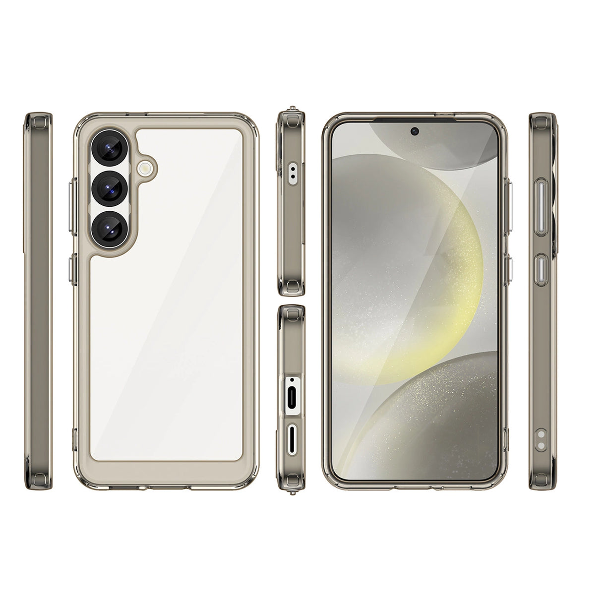 Udendørs rumkasse med gelramme til Samsung Galaxy S25 - Clear Black