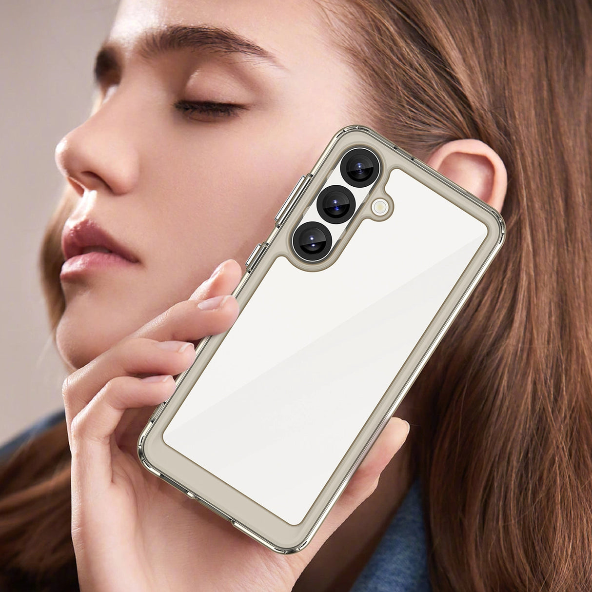 Udendørs rumkasse med gelramme til Samsung Galaxy S25 - Clear Black