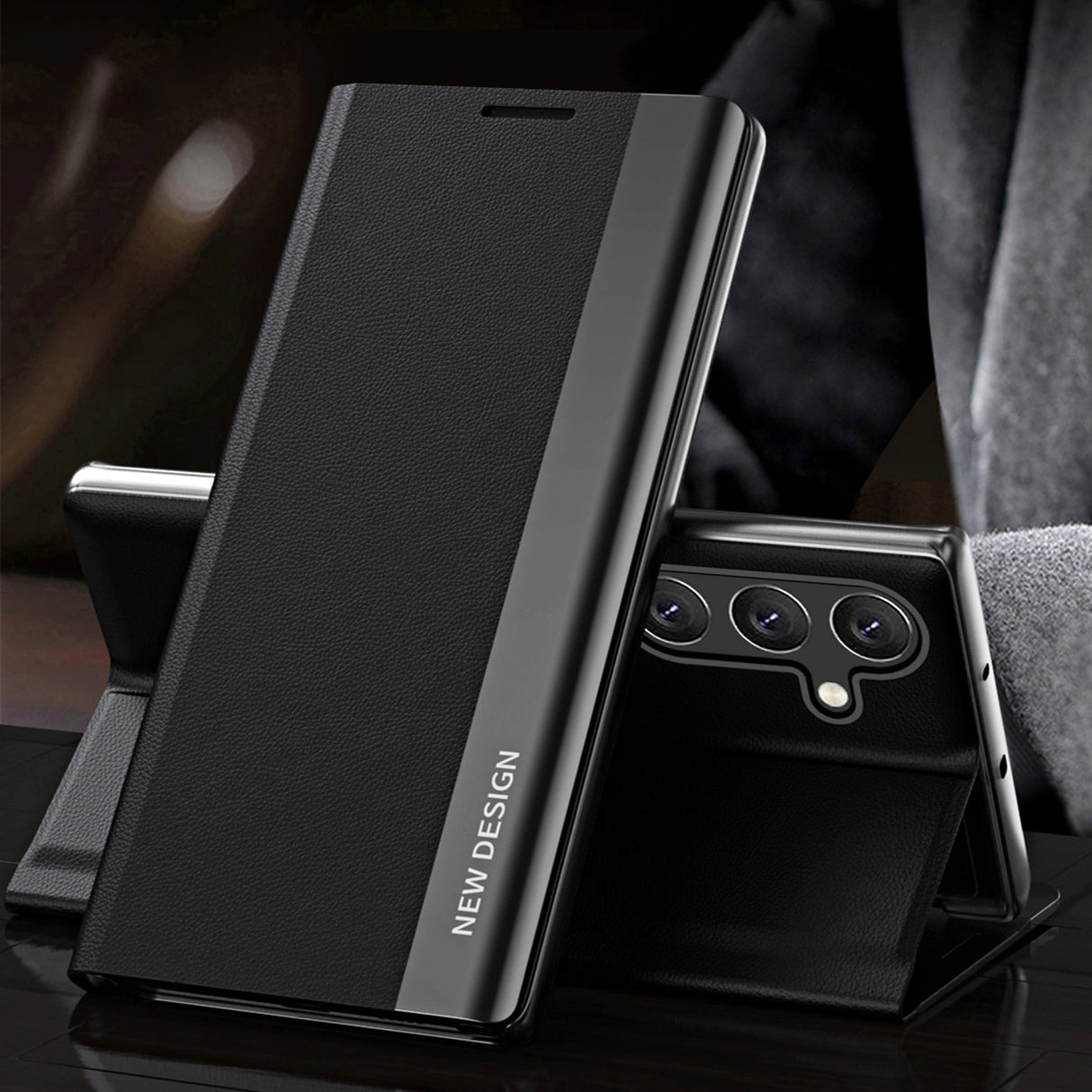 Sleep Case Pro Samsung Galaxy S25+ Case med Flip og Stand - sort