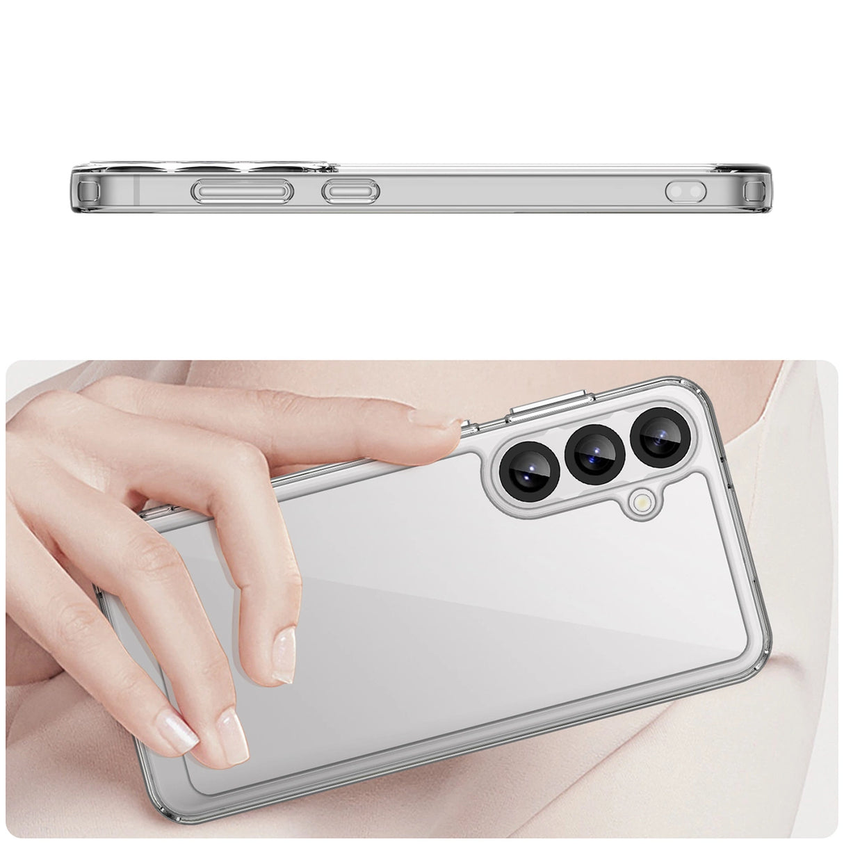 Udendørs rumkasse med gelramme til Samsung Galaxy S25+ - gennemsigtig
