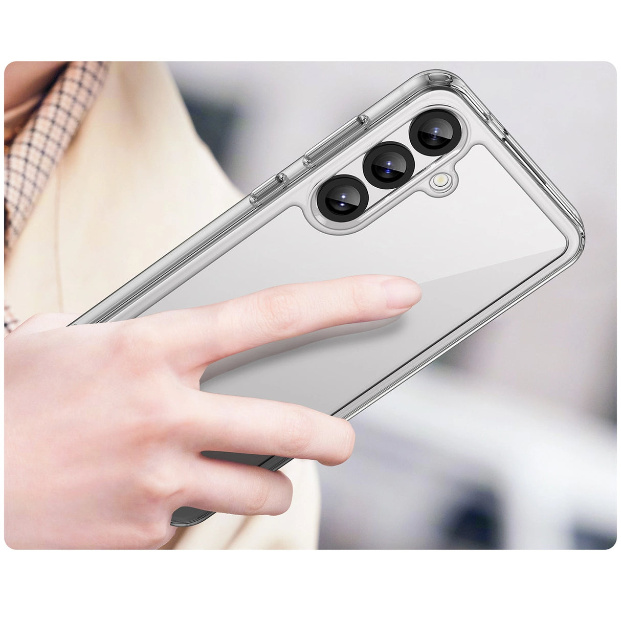 Udendørs rumkasse med gelramme til Samsung Galaxy S25+ - gennemsigtig