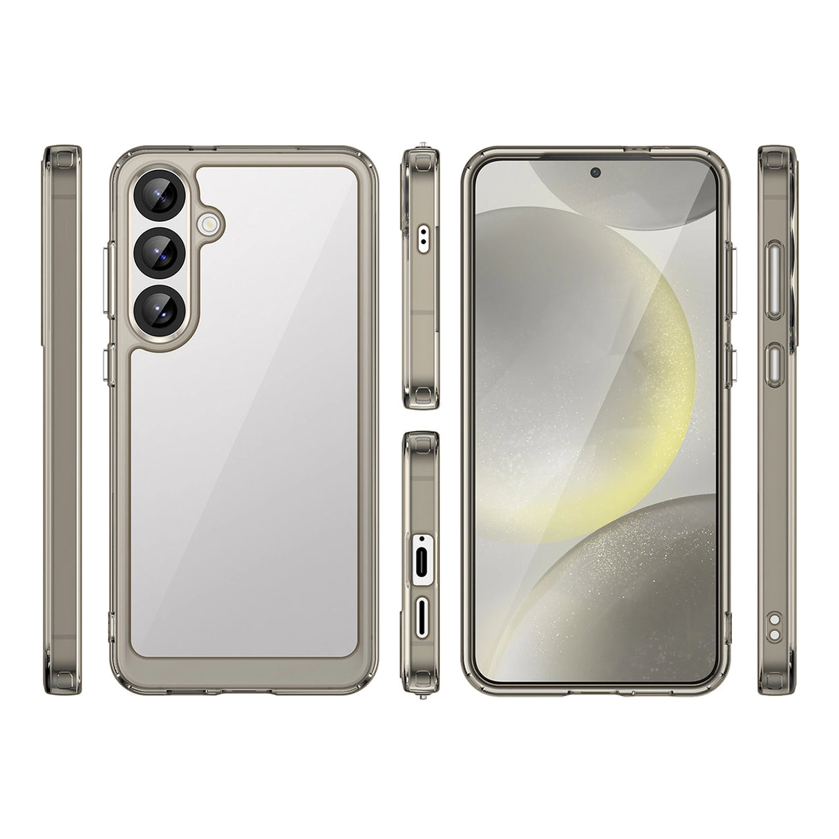 Udendørs rumkasse med gelramme til Samsung Galaxy S25+ - Clear Black