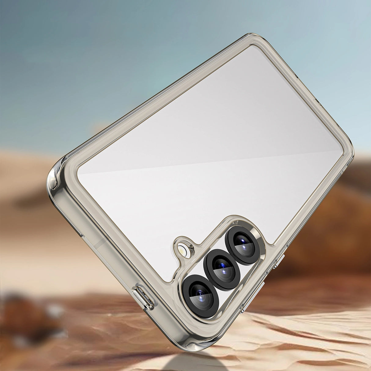 Udendørs rumkasse med gelramme til Samsung Galaxy S25+ - Clear Black