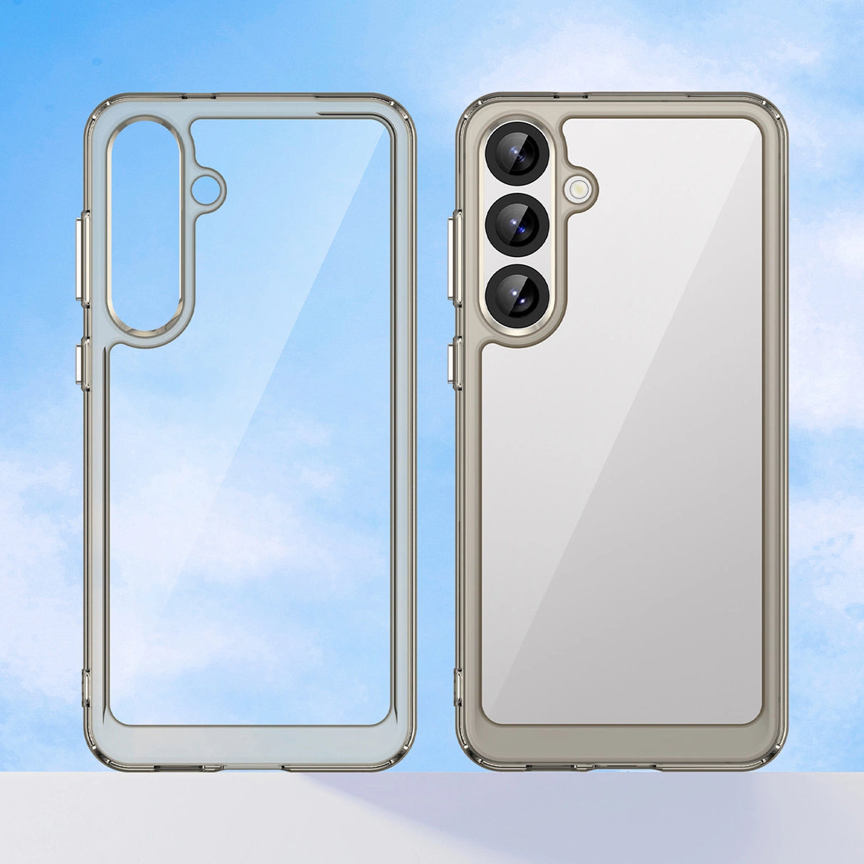 Udendørs rumkasse med gelramme til Samsung Galaxy S25+ - Clear Black