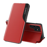 Eco Leather View Case til Samsung Galaxy S25 Ultra med Flip og Stand - Red