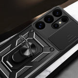 Hybrid Armor Camshield med Camera Cover og Metal Ring til Samsung Galaxy S25 Ultra - sort