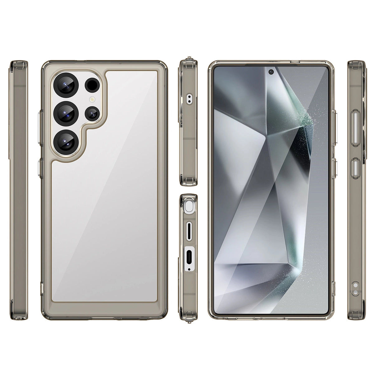 Udendørs rumkasse med gelramme til Samsung Galaxy S25 Ultra - Clear Black
