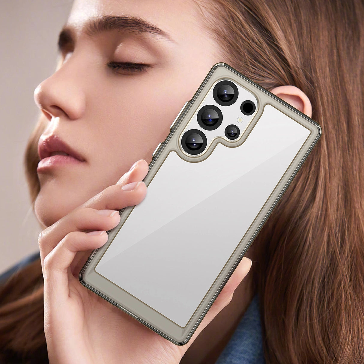 Udendørs rumkasse med gelramme til Samsung Galaxy S25 Ultra - Clear Black