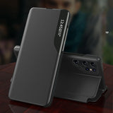 Eco læder View Case til Samsung Galaxy S24 FE med Flip og Stand - sort