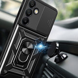 Hybrid Armor Camshield med Camera Cover og Metal Ring til Samsung Galaxy S24 FE - sort