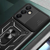 Hybrid Armor Camshield med Camera Cover og Metal Ring til Samsung Galaxy S24 FE - sort