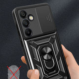 Hybrid Armor Camshield med Camera Cover og Metal Ring til Samsung Galaxy S24 FE - sort
