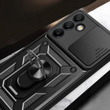 Hybrid Armor Camshield med Camera Cover og Metal Ring til Samsung Galaxy S24 FE - sort