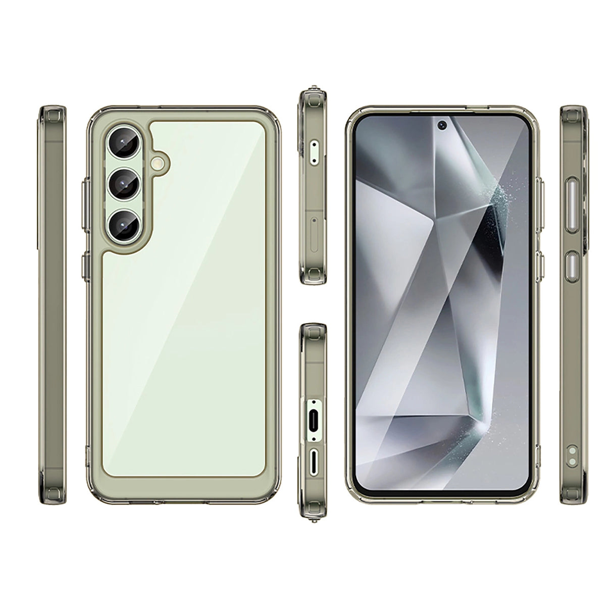 Udendørs rumkasse med gelramme til Samsung Galaxy S24 FE - Clear Black