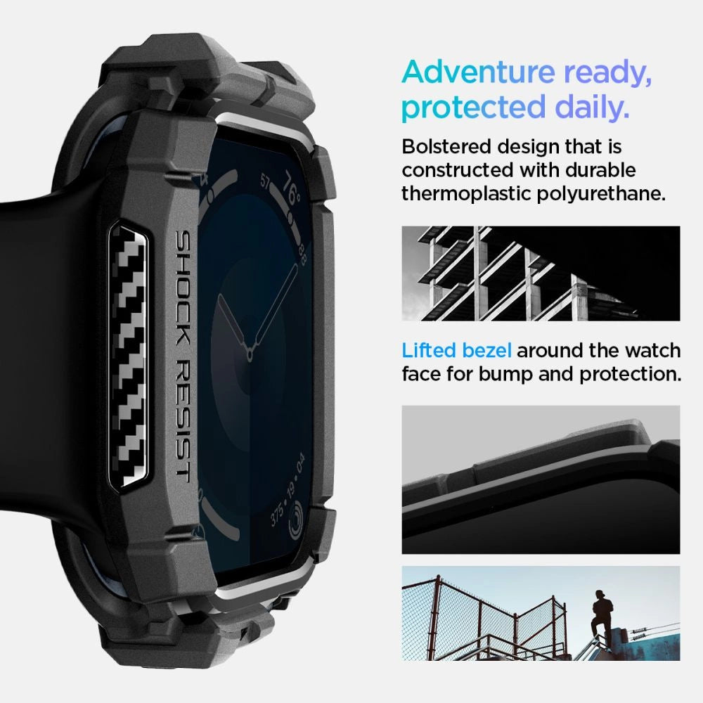 Spigen Rugged Armor Case til Apple Watch 10 46 mm - sort