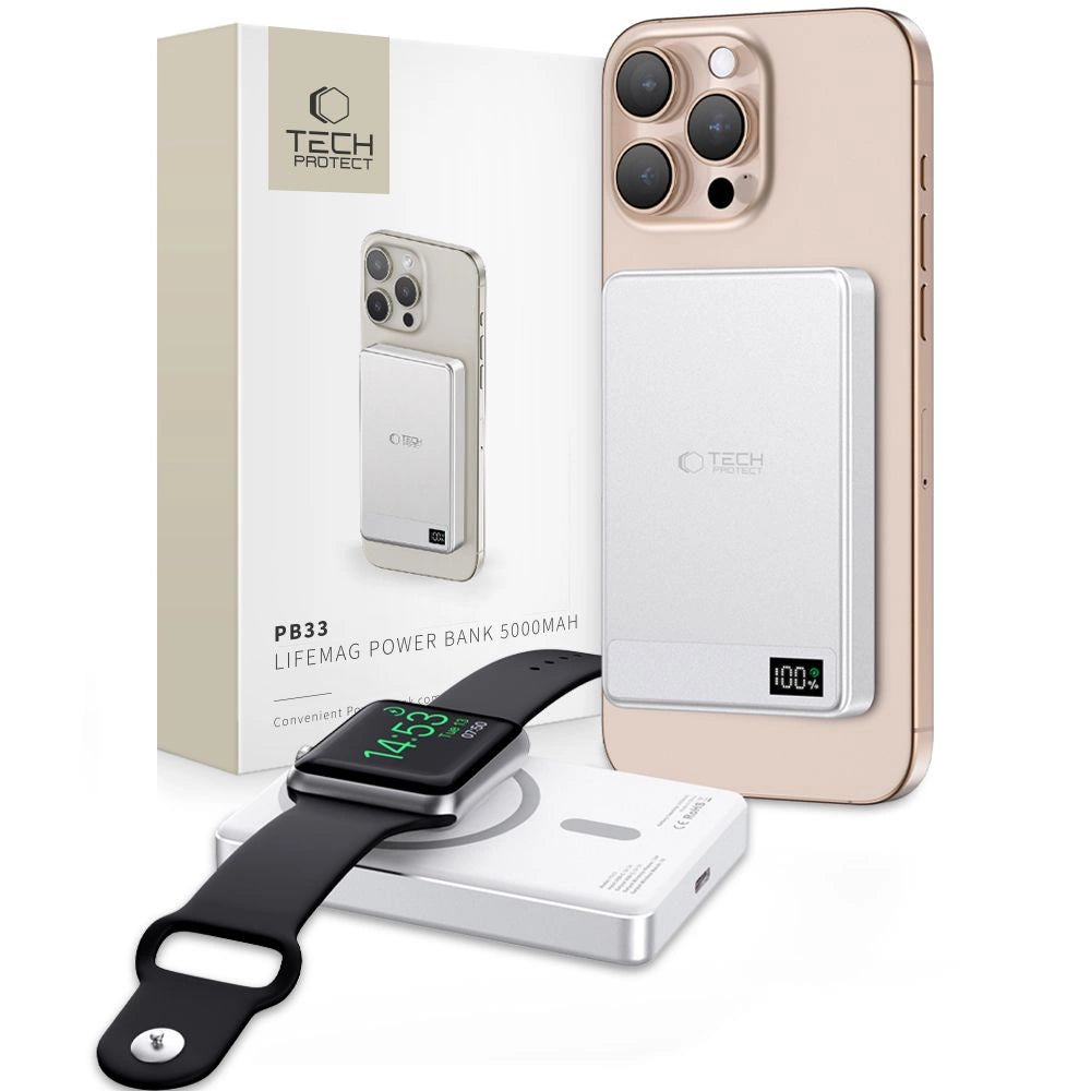 Powerbank Tech-Protect PB33 LifeMag MagSafe 5000mAH - sølv