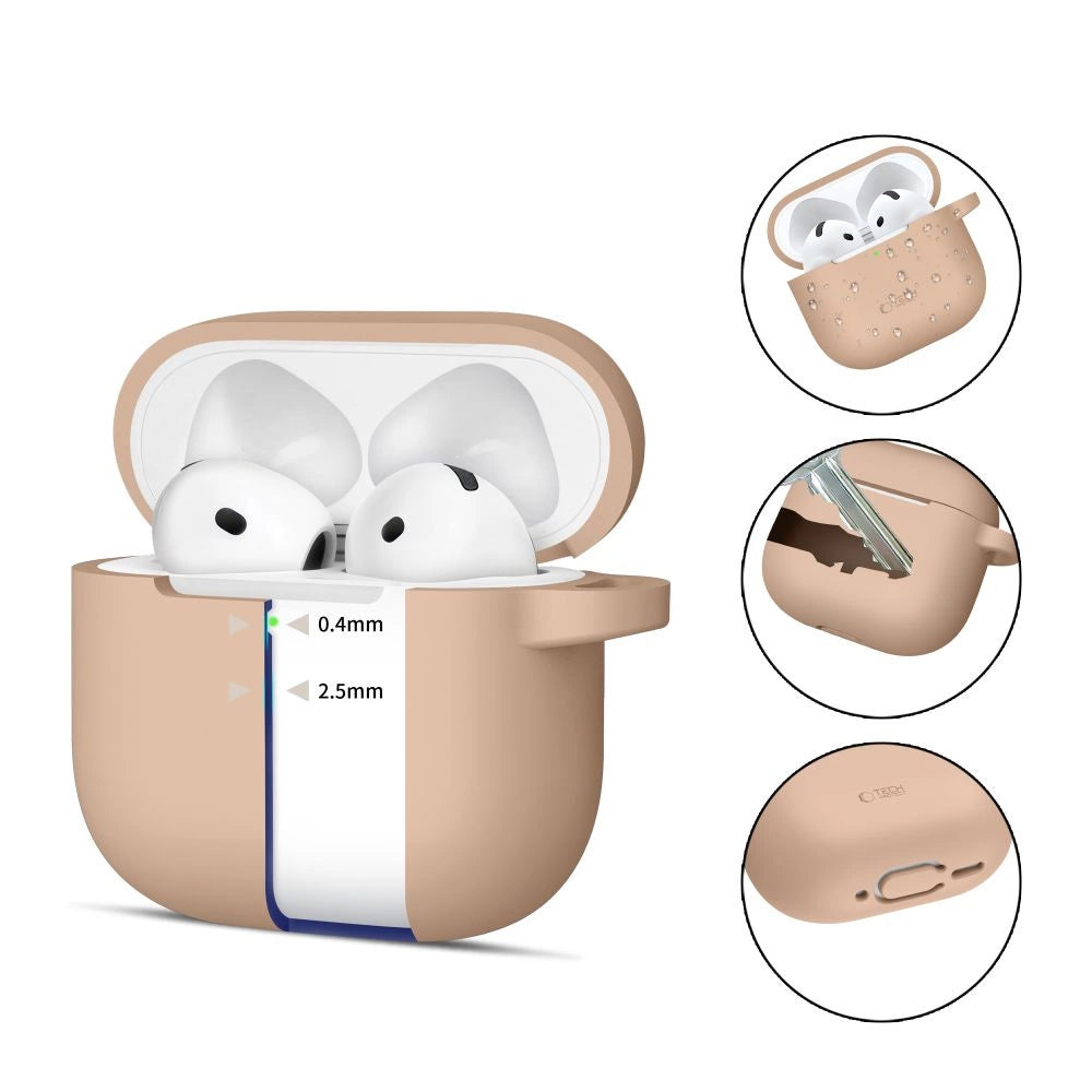 Tech-Protect Silicone Hook Case til AirPods 4 - Beige
