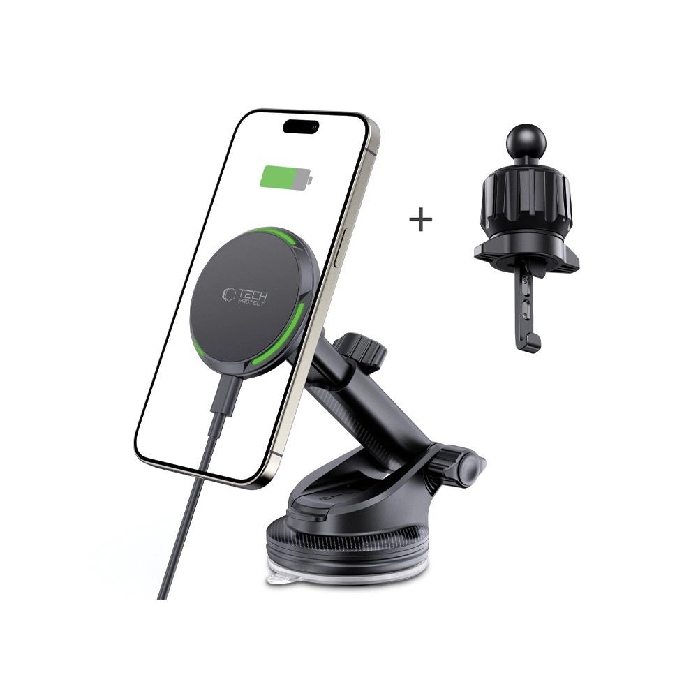 Tech-Protect MM15W-V7 QI2 bilholder med induktiv oplader - sort