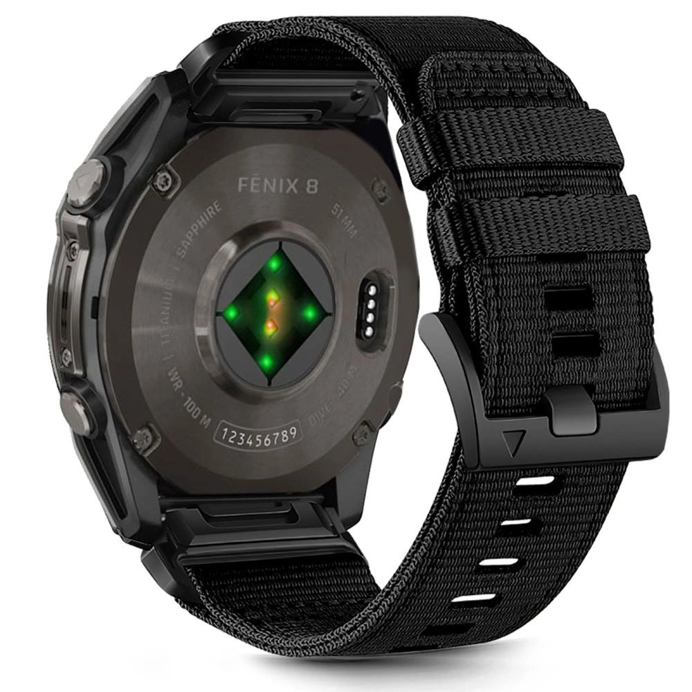 Tech-Protect Nylon Strap til Garmin Fenix 5X / 5X PLUS / 6X / 6X PRO / 7X / 8 (51 mm) - sort