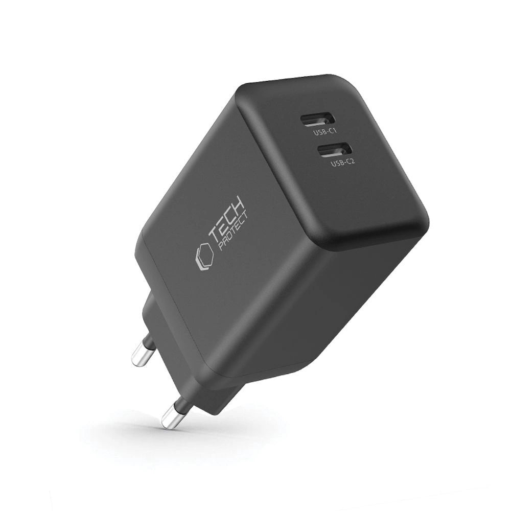 Tech-Protect NC45W-GAN 2-PORT PD45W vægoplader - sort
